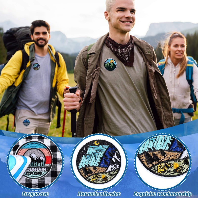 CraftyDream 48 Pcs Camping Iron on Patches Adventure Outdoor Hiking Embroidered Patches Decoration Iron on Motif Applique Decor for DIY Costume Hats Backpack Party Supply (Mountain) - Image 4
