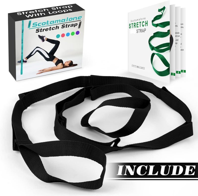 Scotamalone Stretching Strap Yoga Strap Physical Therapy for Home Workout, Exercise, Pilates and Gymnastics, 10 Loops Non-Elastic Stretch Bands with Aesthetic Packaging for Women & Men - Image 2