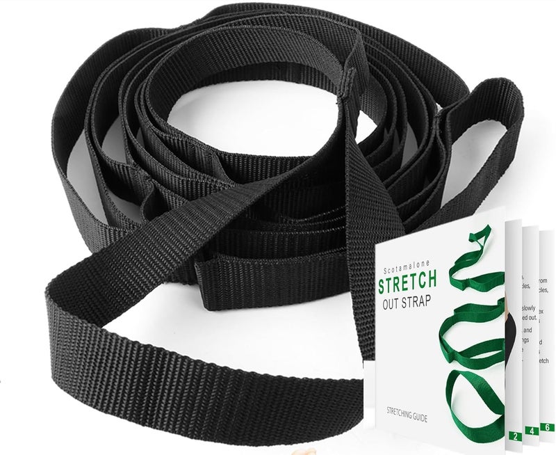Scotamalone Stretching Strap Yoga Strap Physical Therapy for Home Workout, Exercise, Pilates and Gymnastics, 10 Loops Non-Elastic Stretch Bands with Aesthetic Packaging for Women & Men - Image 1
