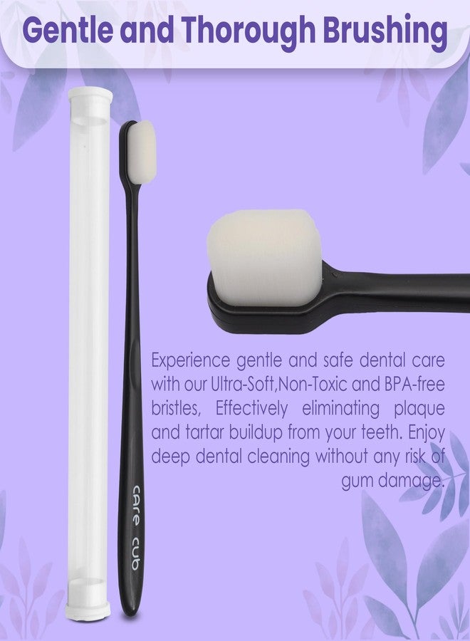 CARE CUB CARECUB 2 Blk & 2 Grn Flat Toothbrushes with White Bristles - BPA-Free, Ultra Soft Micro Nano Bristles, Ideal for Sensitive Teeth, Suitable for 8+ & Adults - Image 2