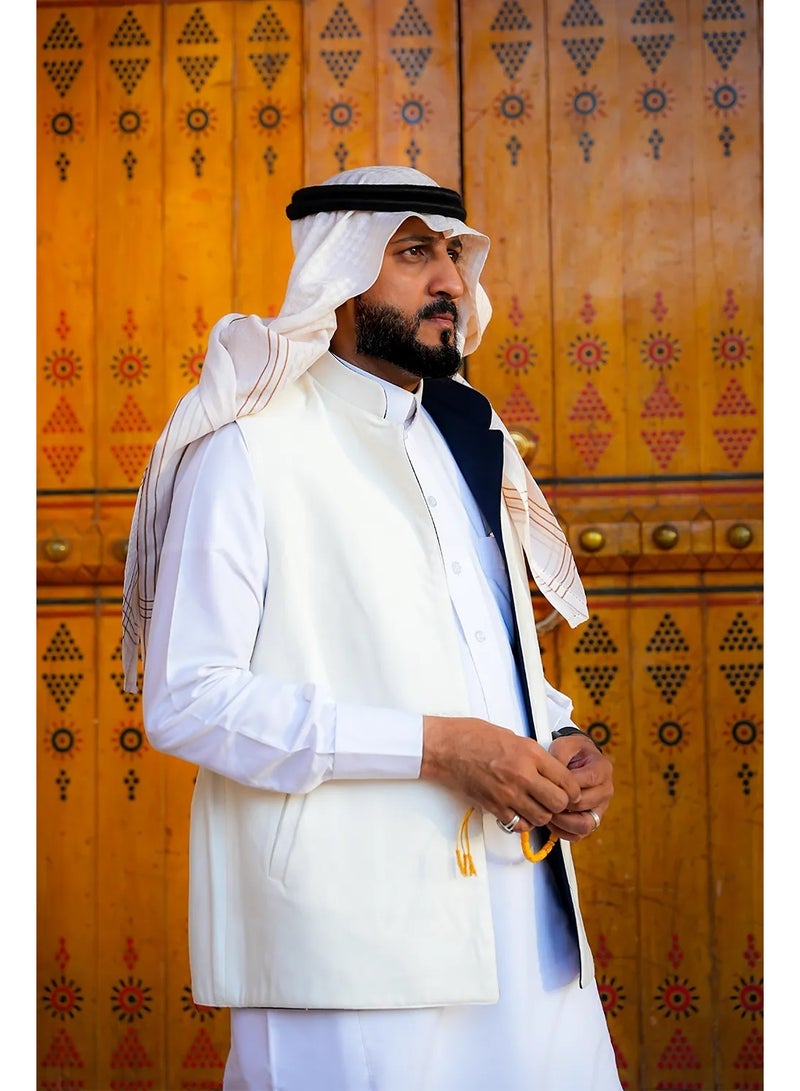 RS Men's double-faced cashmere wool vest, blue and beige - Image 3