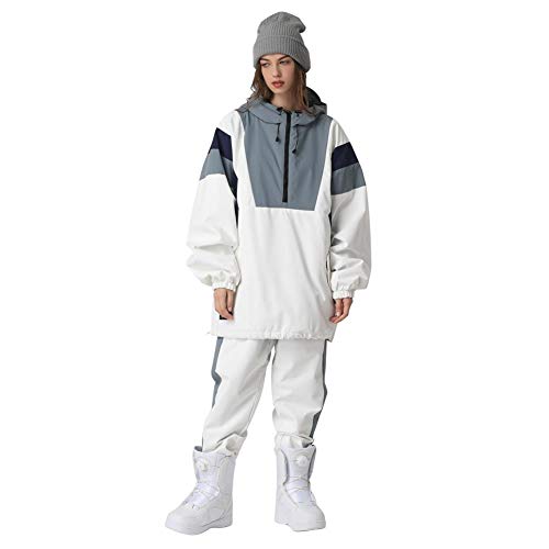 SEARIPE Couples Ski Suit Women's Ski Jackets and Pants Set Two Pieces Loose Snow Suits Men Winter Snowsuit(White,M) - Image 1