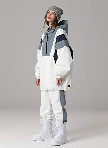 SEARIPE Couples Ski Suit Women's Ski Jackets and Pants Set Two Pieces Loose Snow Suits Men Winter Snowsuit(White,M) - Image 4
