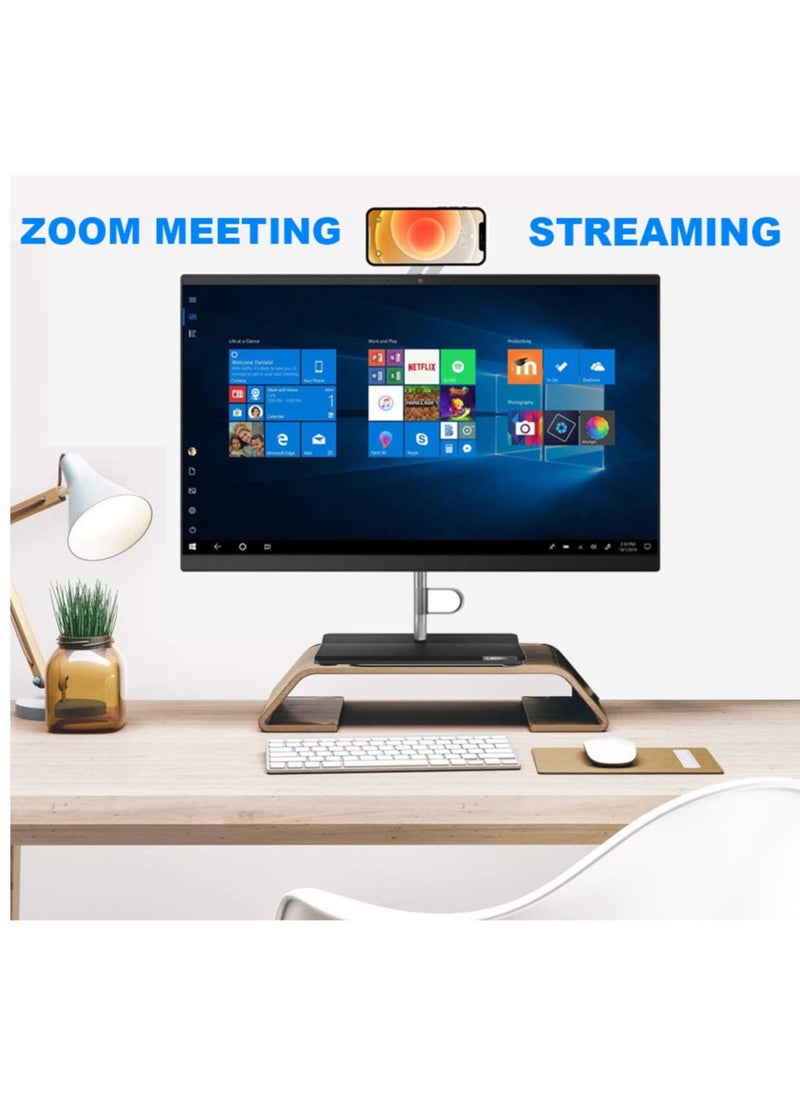 SMART SOURCE Magnetic Phone Holder for Laptop, Aluminum Phone Mount with Strong Adhesive Base and Magnetic Iron Rings, Universal Compatibility for All Smartphones and Laptops – Silver, Portable Design for Work from Home, Zoom Meetings, and Streaming  - Image 2