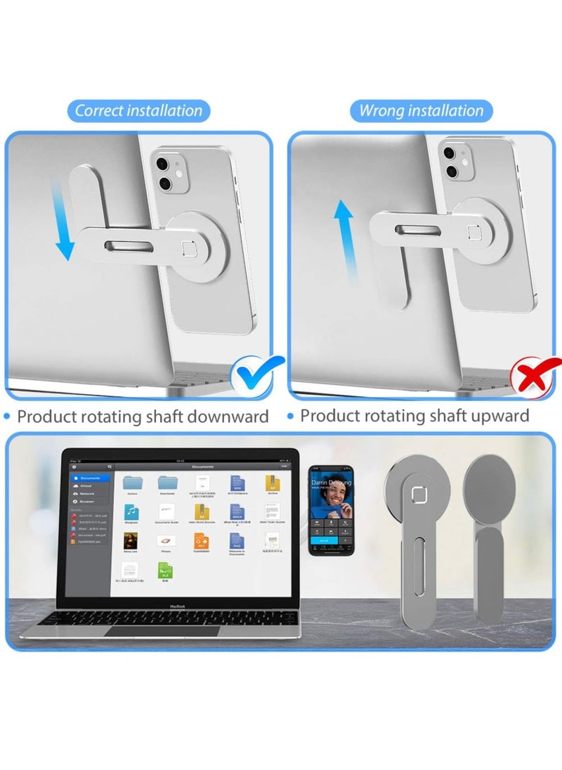 SMART SOURCE Magnetic Phone Holder for Laptop, Aluminum Phone Mount with Strong Adhesive Base and Magnetic Iron Rings, Universal Compatibility for All Smartphones and Laptops – Silver, Portable Design for Work from Home, Zoom Meetings, and Streaming  - Image 5