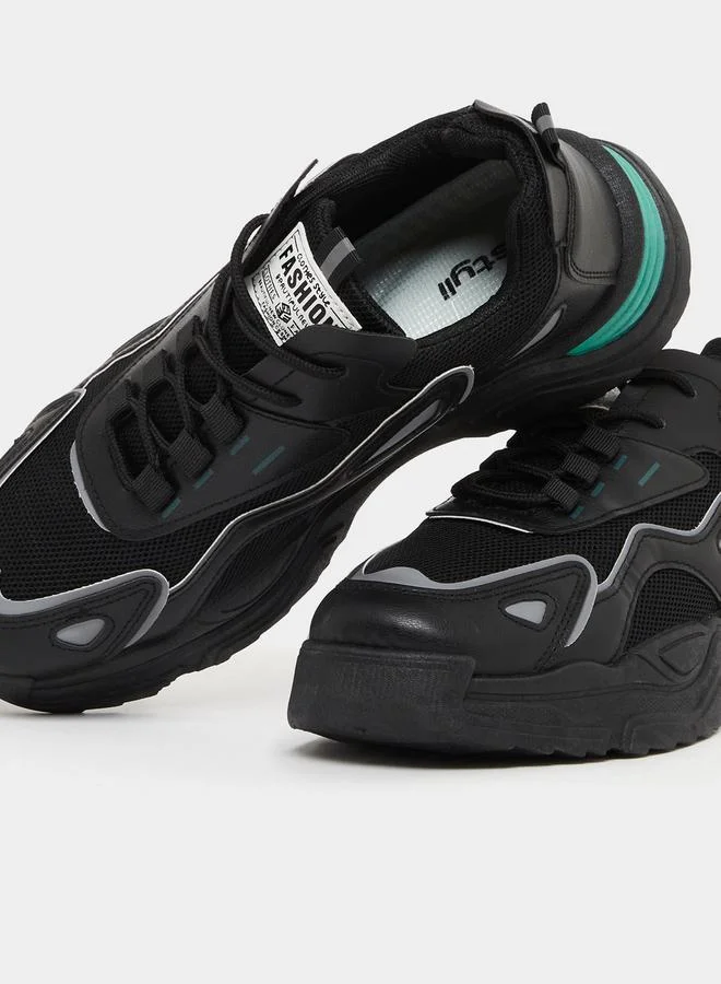 Styli Chunky Sole Color Block Lace Up Sneakers
