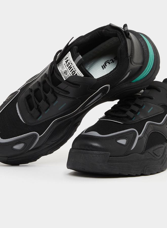Styli Chunky Sole Color Block Lace Up Sneakers  - Image 3