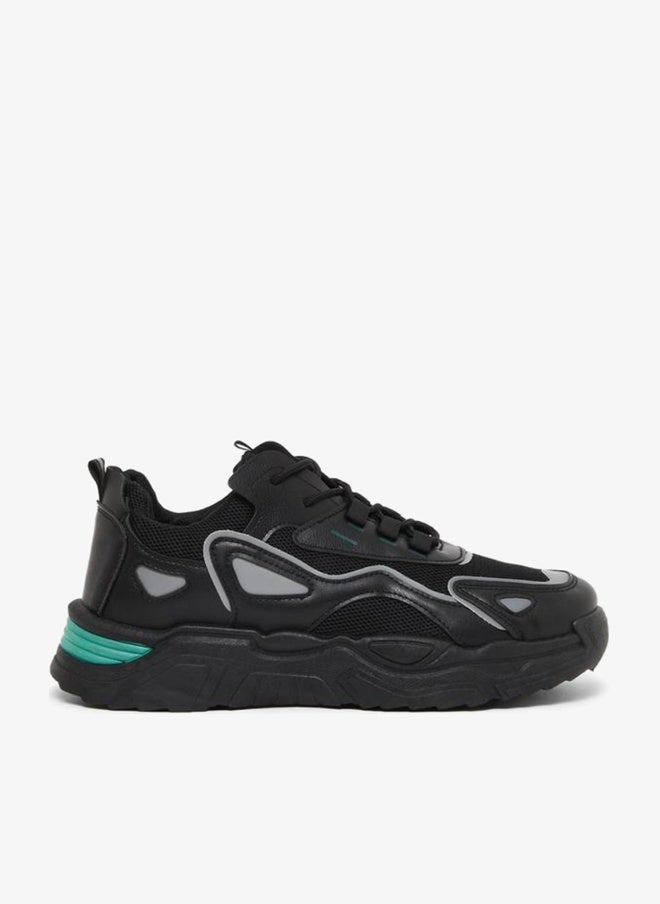 Styli Active Chunky Sole Color Block Lace Up Sneakers - Image 1