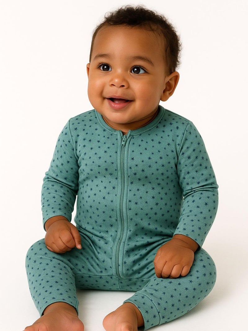 TuddyBuddy 100% Cotton Multi Color Romper/Sleepsuit/Jumpsuit for Baby Boy & Baby Girl (Blue Stars & Navy Blue, 0-1 Months-Newborn) - Image 2