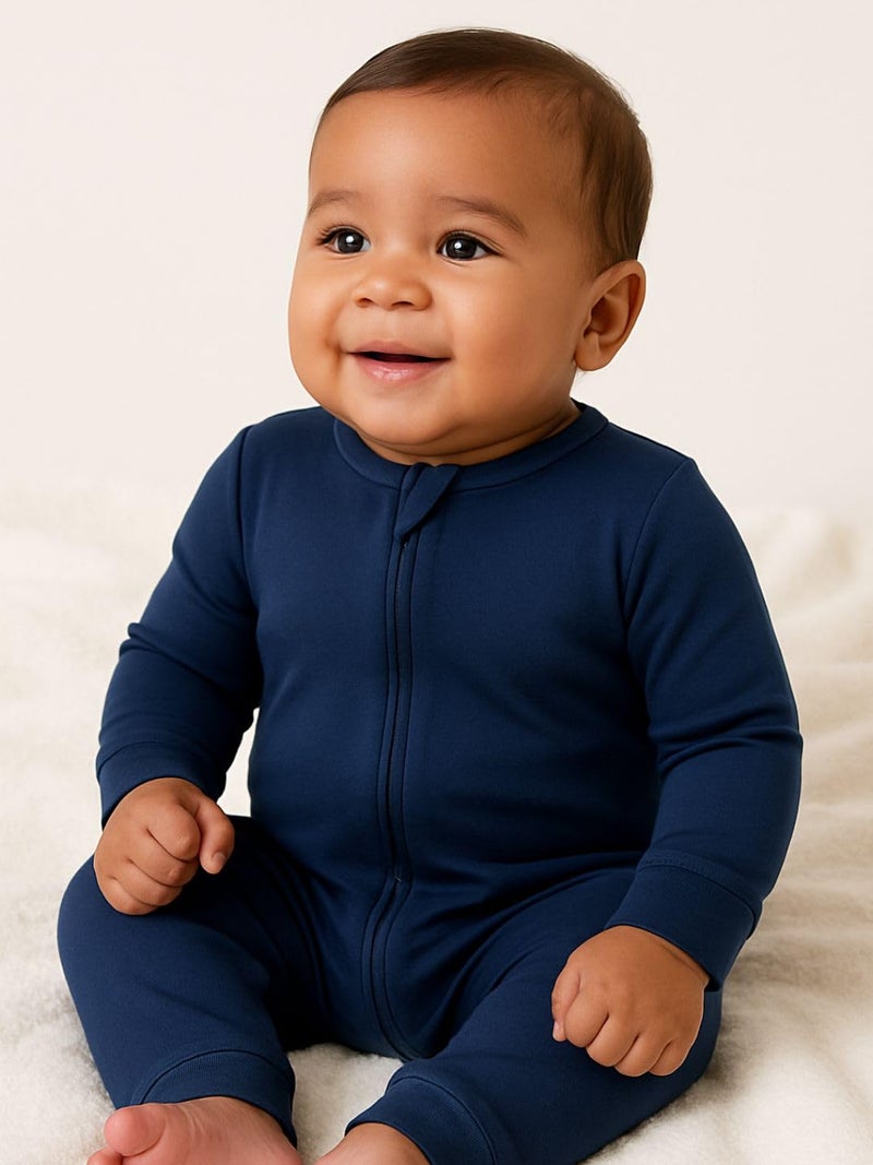 TuddyBuddy 100% Cotton Multi Color Romper/Sleepsuit/Jumpsuit for Baby Boy & Baby Girl (Blue Stars & Navy Blue, 0-1 Months-Newborn) - Image 3