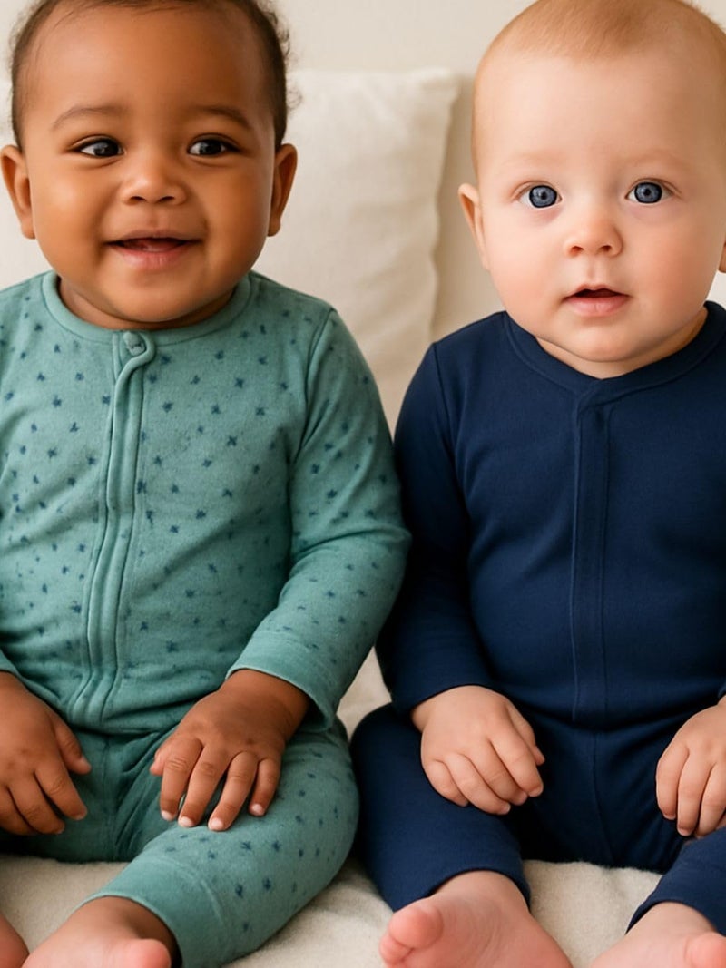 TuddyBuddy 100% Cotton Multi Color Romper/Sleepsuit/Jumpsuit for Baby Boy & Baby Girl (Blue Stars & Navy Blue, 0-1 Months-Newborn) - Image 4