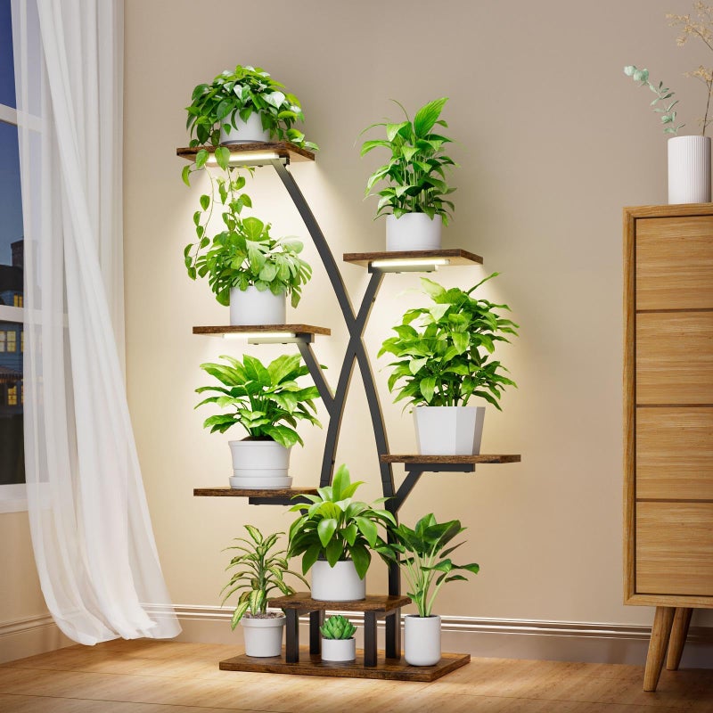 EVAWOO Plant Stand With Grow Lights - 7 Tiered Corner Shelf for Multiple Plants, 42" Metal Shelves, Flower Holder Display Rack for Indoor Home Patio Balcony - Image 2