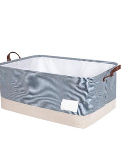 Excefore Collapsible Laundry Washing Baskets with Lid, Extra Large Drawstring Canvas Storage Boxes,Suitable for Organising Clothes Toys (Navy Blue, XL)  - Image 1