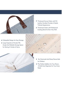 Excefore Collapsible Laundry Washing Baskets with Lid, Extra Large Drawstring Canvas Storage Boxes,Suitable for Organising Clothes Toys (Navy Blue, XL)  - Image 5