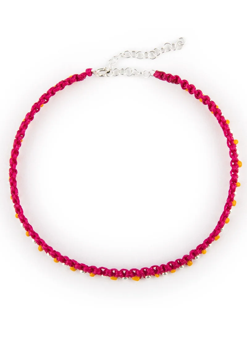 Minza  Minza ” Happy ” Pure 925 Sterling Silver, Handmade Anklet for Women, Woven & Braided Anklet, 1.200 grams of Silver, Jewelry for Casual & Special Occasion for Women | Best Price UAE
