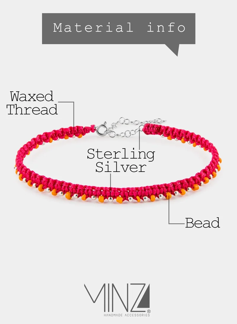 Minza  Minza ” Happy ” Pure 925 Sterling Silver, Handmade Anklet for Women, Woven & Braided Anklet, 1.200 grams of Silver, Jewelry for Casual & Special Occasion for Women | Best Price UAE