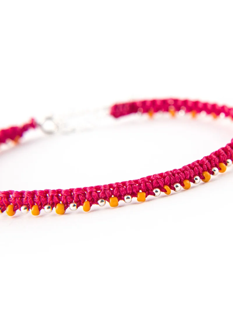 Minza  Minza ” Happy ” Pure 925 Sterling Silver, Handmade Anklet for Women, Woven & Braided Anklet, 1.200 grams of Silver, Jewelry for Casual & Special Occasion for Women | Best Price UAE