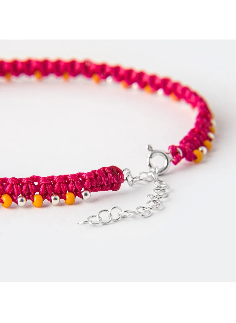 Minza  Minza ” Happy ” Pure 925 Sterling Silver, Handmade Anklet for Women, Woven & Braided Anklet, 1.200 grams of Silver, Jewelry for Casual & Special Occasion for Women | Best Price UAE
