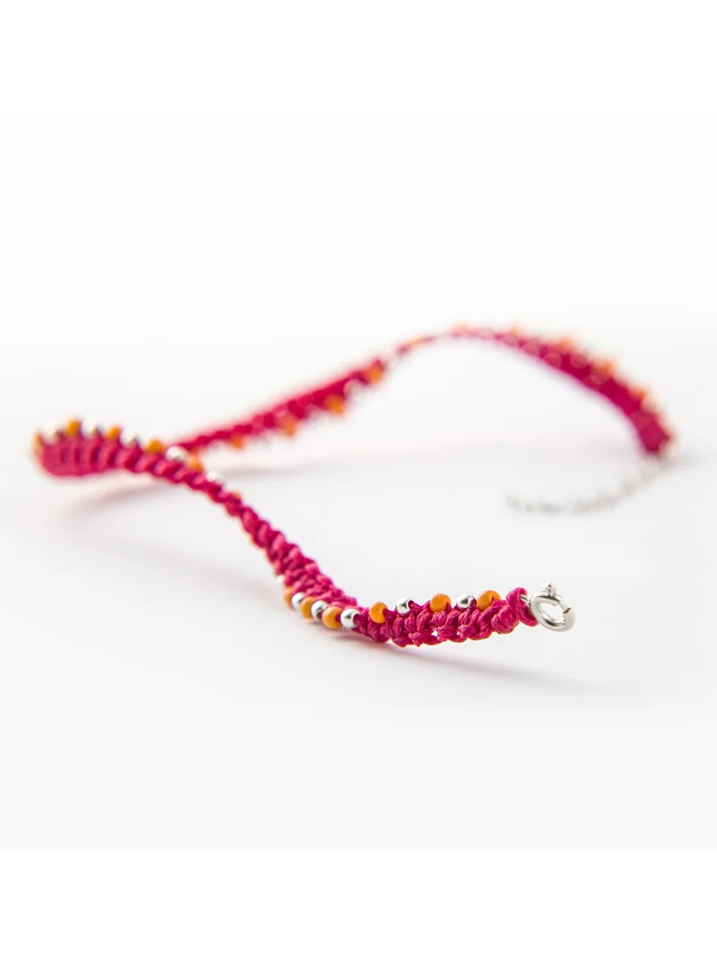 Minza  Minza ” Happy ” Pure 925 Sterling Silver, Handmade Anklet for Women, Woven & Braided Anklet, 1.200 grams of Silver, Jewelry for Casual & Special Occasion for Women | Best Price UAE