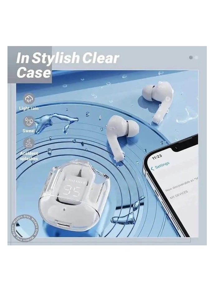 Generic - TWS Wireless Bluetooth Earphones, Transparent Design with Digital Display to Know the Charging Level, High Definition Stereo Gaming Headphones with Built-in Mic, with Touch Control Technology for the Earphone - Pink - Image 1