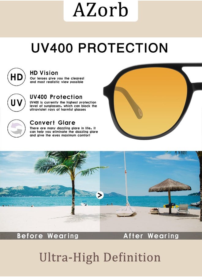 AZorb - Retro Aviator Sunglasses Men Women Fashion Polarized Men's Sunglasses Square Sun Glasses for Eye UV Protection Shades Black - Image 1