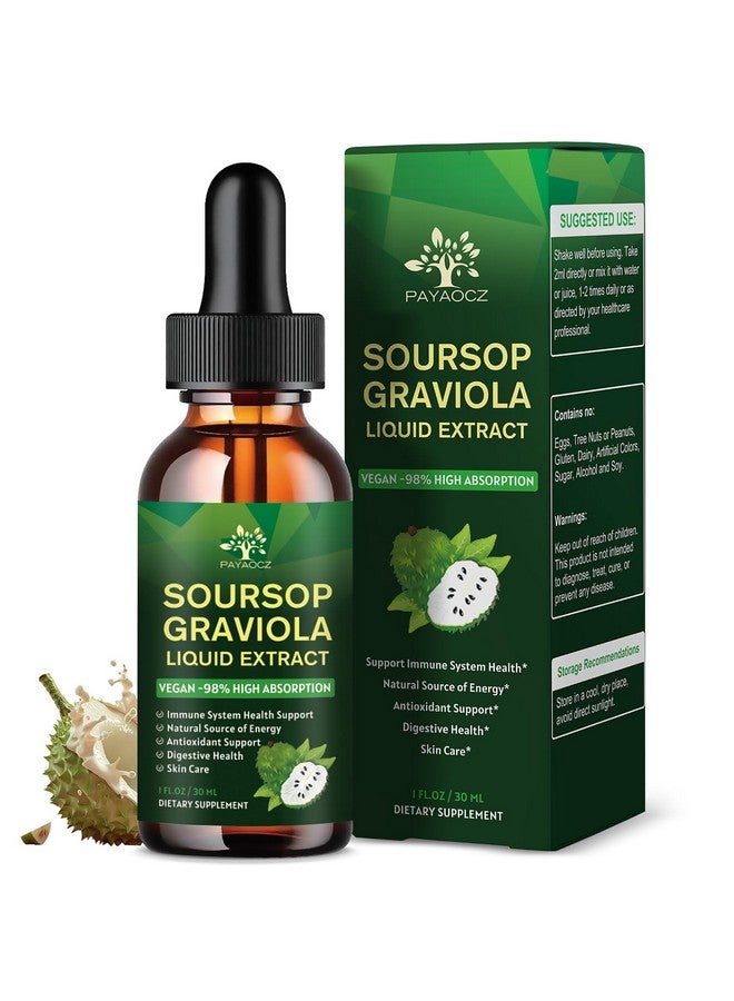 PAYAOCZ PAYAOCZ (1 Pack) Soursop Liquid Drops Plus Sea Moss Extract, Graviola Bitters Liquid Extract for Cell Support & Regeneration, Immune Boost, Liver and Sleep, Soursop Oil Herbal Goodness, 1 Fl Oz  - Image 1