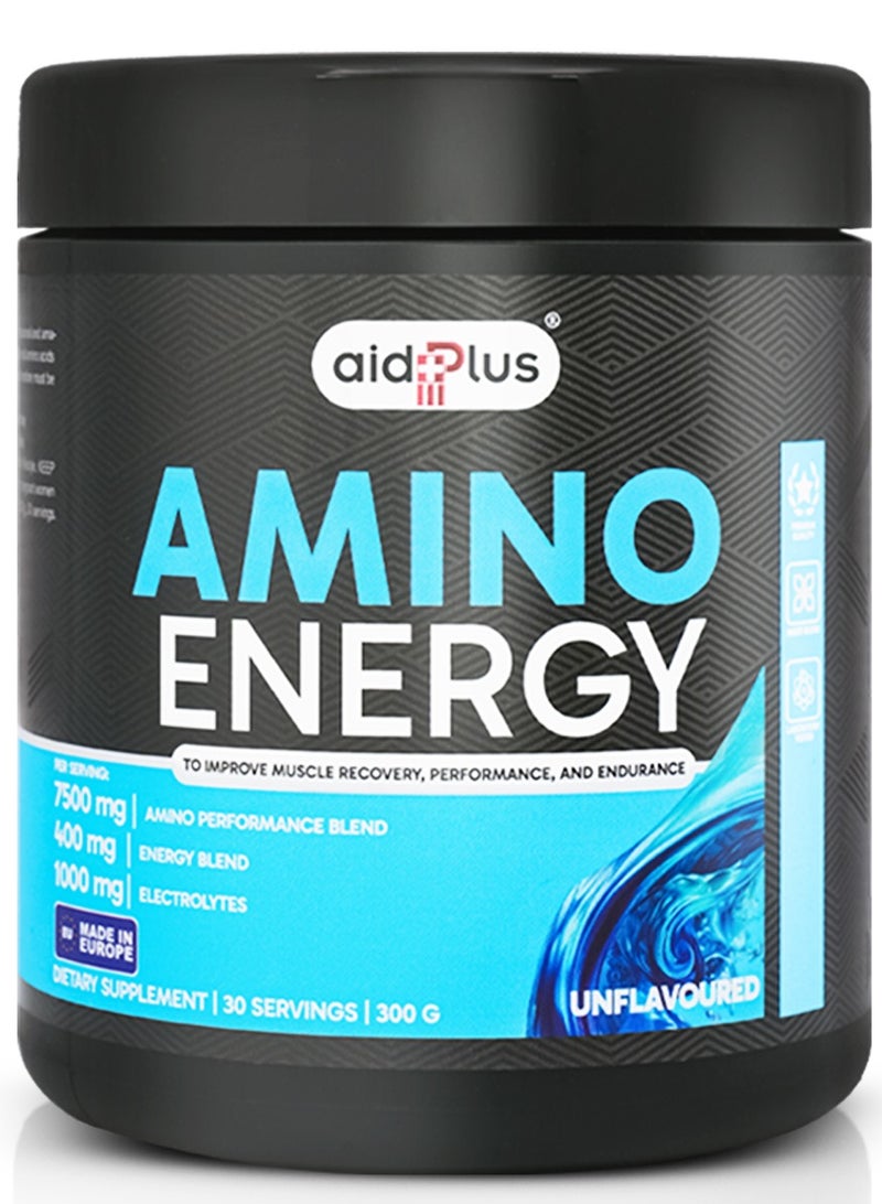 AID PLUS Amino Energy Natural Powder, 300g | 11g Protein Per Serving | With Electrolytes, Caffeine, and Amino Blend – Muscle Recovery & Energy Support - Image 1