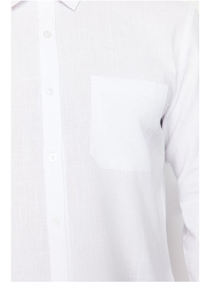 trendyol White Regular Fit 100% Cotton Shirt TMNSS24GO00063  - Image 2