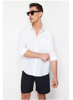 trendyol White Regular Fit 100% Cotton Shirt TMNSS24GO00063  - Image 4