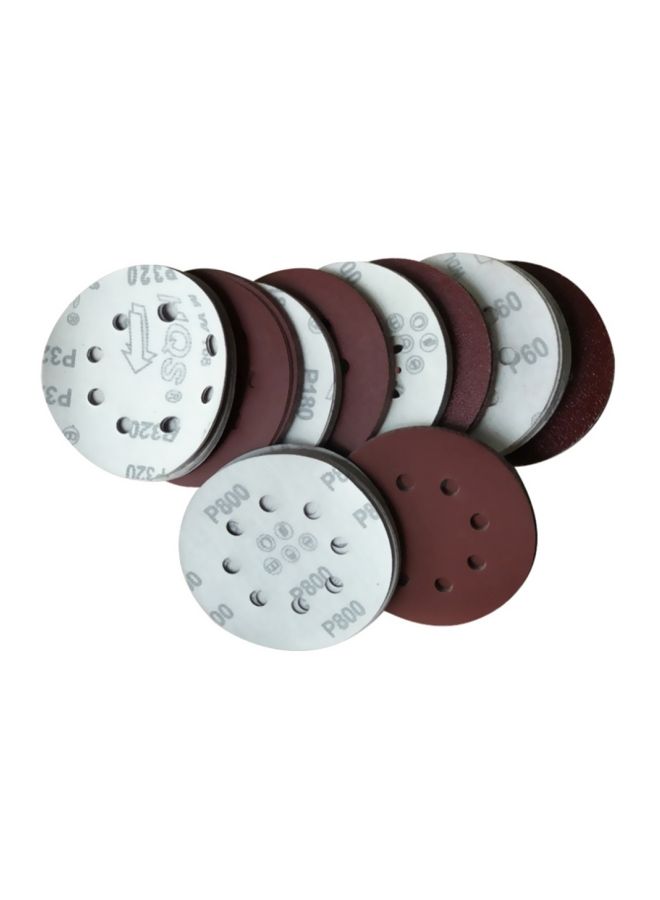 NIBEMINENT 100-Piece Hook Loop Sandpaper With 8 Hole Sand Pad Set Dark Red  - Image 3