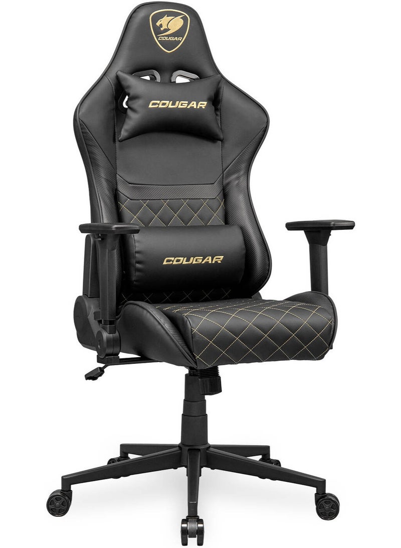 كوجار كرسي الألعاب Cougar Armor One V2 بتصميم مريح – جلد PVC فاخر، مساند ذراع 4D قابلة للتعديل، إمالة ظهر حتى 155°، رفع هيدروليكي لضبط الارتفاع، يتحمل حتى 120 كجم – أسود / ذهبي | 3MAO2GLB.0001 - Image 2