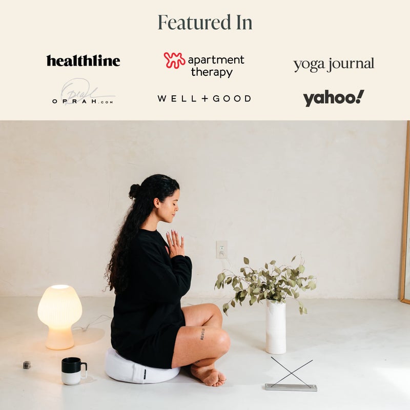 Mindful Modern Large Meditation Cushion for Zafu Yoga - Meditation Pillow for Sitting on The Floor - Buckwheat Hull Filled Yoga Cushion with Removable, Washable 100% Cotton Cover and Carry Handle - Image 5