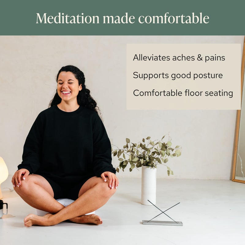 Mindful Modern Large Meditation Cushion for Zafu Yoga - Meditation Pillow for Sitting on The Floor - Buckwheat Hull Filled Yoga Cushion with Removable, Washable 100% Cotton Cover and Carry Handle - Image 2