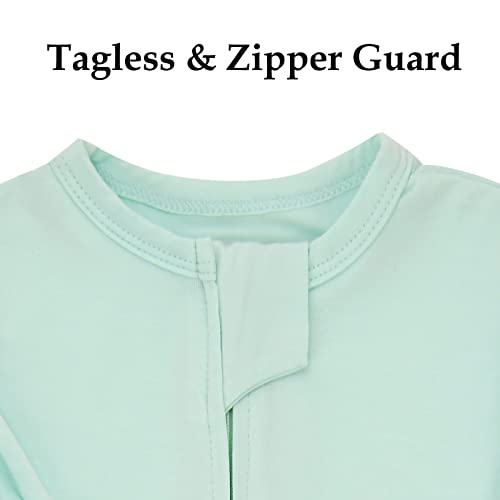 Aablexema Baby Zipper Pajamas Bamboo Rayon, 3pcs Unisex Infant Onesie with Mitten Long Sleeve Footed Pjs(Navy & Mint & Coffee,0-3m) - Image 3