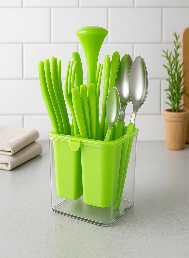 SUPERMOM Cutlery Set with Holder 24 Pcs – Fancy Stainless Steel Forks & Spoons – Elegant Dining Tableware for Kitchen & Everyday Use – Durable, Rust-Free, Comfortable Handle Flatware for Home & Family - Image 2