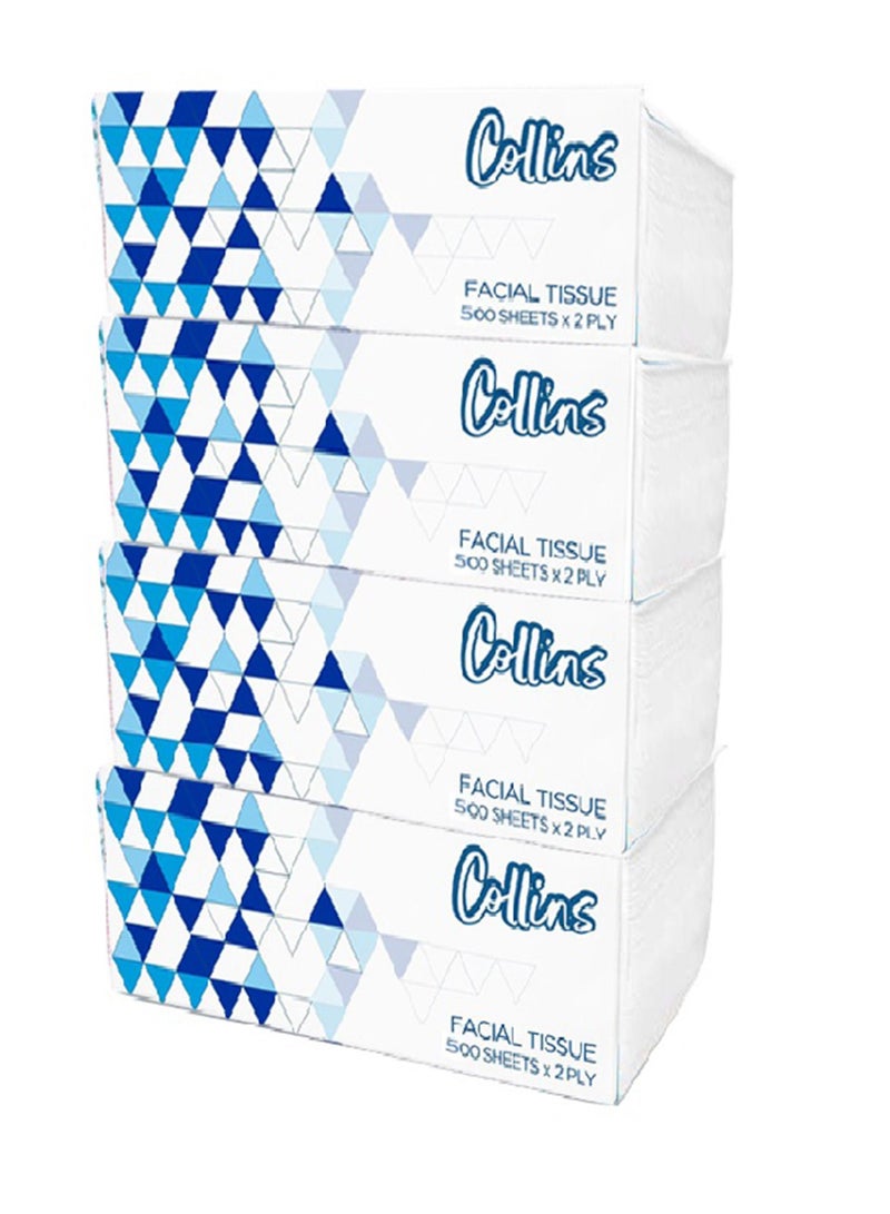 Collins - Facial Tissue - Nylon Pack 500 Sheets 1 ply - (4 pack) - Image 1