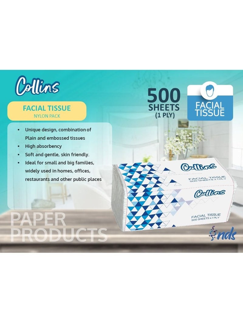 Collins - Facial Tissue - Nylon Pack 500 Sheets 1 ply - (4 pack) - Image 3