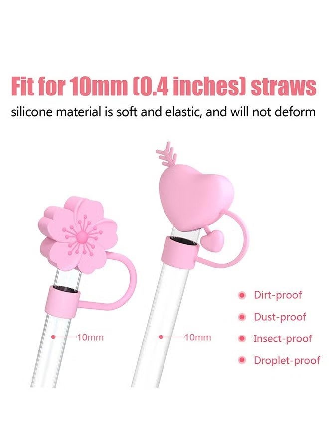 واي جيه أغلفة القش غطاء القش، 4 قطع غطاء القش و 2 قطع سلسلة زخرفية لكأس ستانلي، أغلفة القش السيليكون غطاء القش قابل لإعادة الاستخدام Topper متطابق، لكؤوس ستانلي الإكسسوارات - Image 5