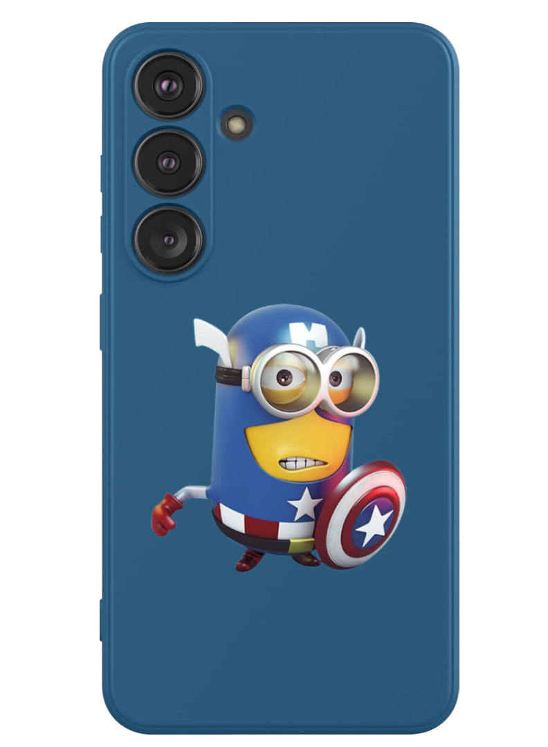 Theodor Protective Slim Fit Case Liquid Silicone Cover with Full Body Protection Anti-Scratch Shockproof Case For Samsung Galaxy S24 (Blue) - captain minion - Image 1