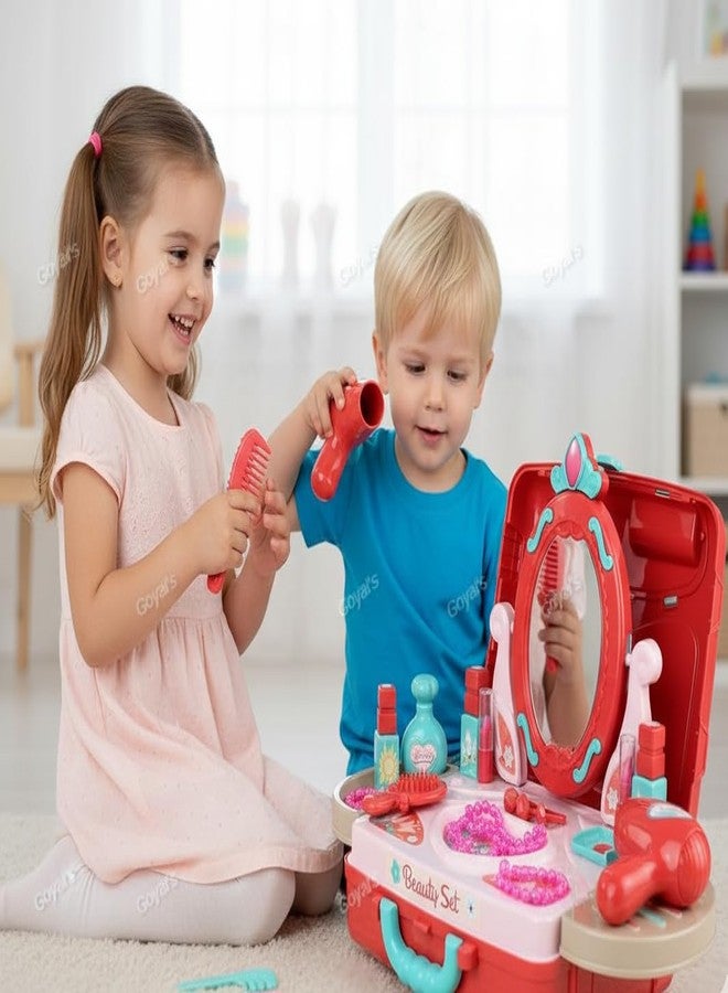 Goyal's Big Beauty Set Suitcase Toy for Kids Girls 3 in 1 Learning Educational Make Up Suitcase Kit with Makeup Accessories Pretend Play Set Portable Suitcase Toy Gift for Girls - Image 3