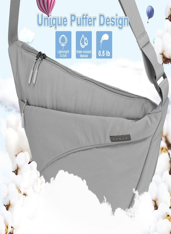 SUNUP Large Crossbody Bag for Women Men, Crescent Bag with Adjustable Strap, Lightweight Sling Cross body Bags for Workout, Grey - Image 4