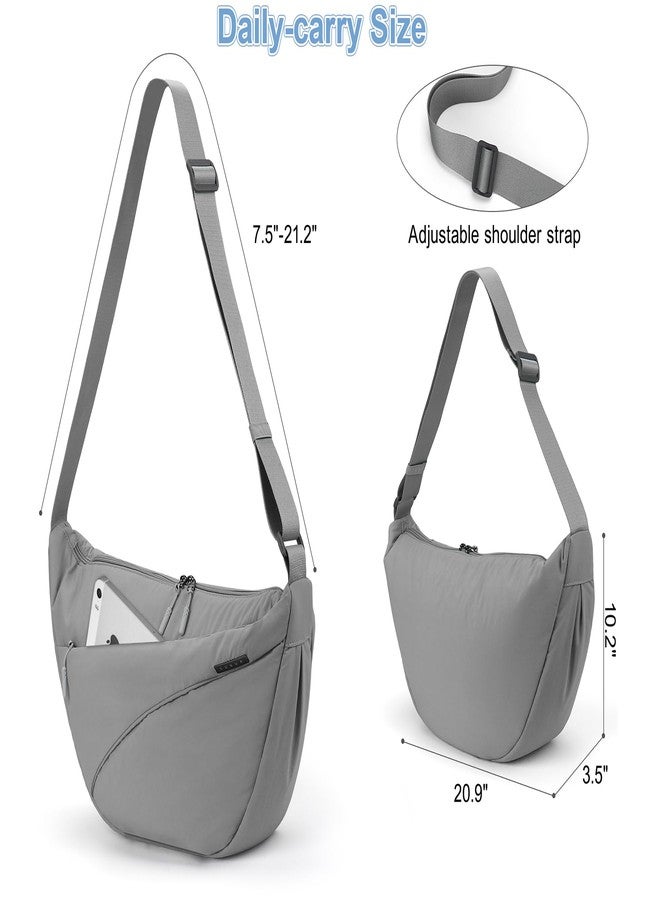 SUNUP Large Crossbody Bag for Women Men, Crescent Bag with Adjustable Strap, Lightweight Sling Cross body Bags for Workout, Grey - Image 2