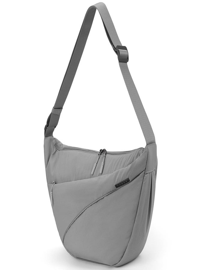 SUNUP Large Crossbody Bag for Women Men, Crescent Bag with Adjustable Strap, Lightweight Sling Cross body Bags for Workout, Grey - Image 1