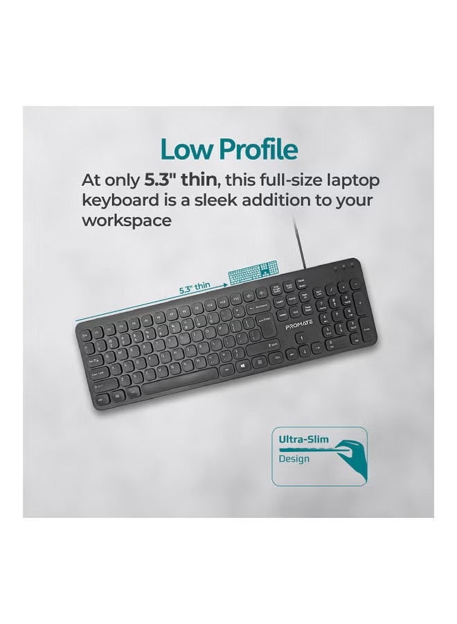 Ultra-Slim Full-Size 106-Keys Quiet Keyboard With 1.6m USB Cord Length Black - Image 3
