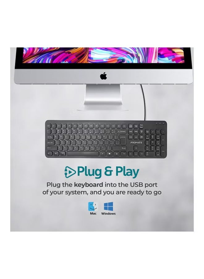 Ultra-Slim Full-Size 106-Keys Quiet Keyboard With 1.6m USB Cord Length Black - Image 5