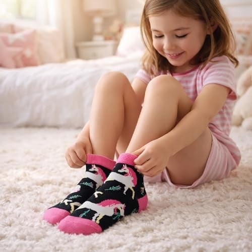 Jeasona Girls Socks Horse Gifts for Girls Cute Funny Horse Kids Ankle Socks (as1, age, 4_years, 12_years, Multicolored Horse, 6-8 Years) - Image 3