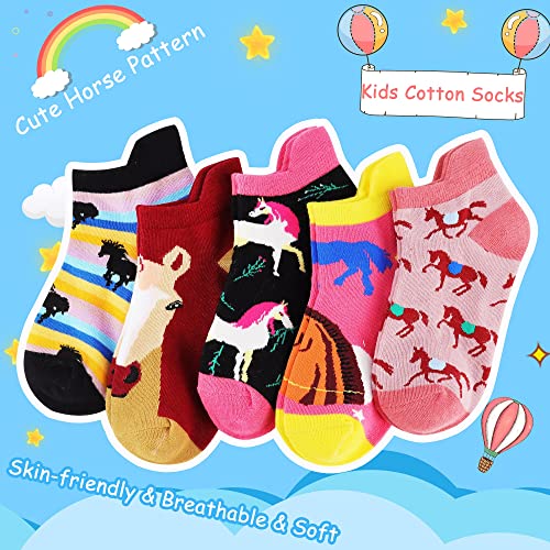 Jeasona Girls Socks Horse Gifts for Girls Cute Funny Horse Kids Ankle Socks (as1, age, 4_years, 12_years, Multicolored Horse, 6-8 Years) - Image 4