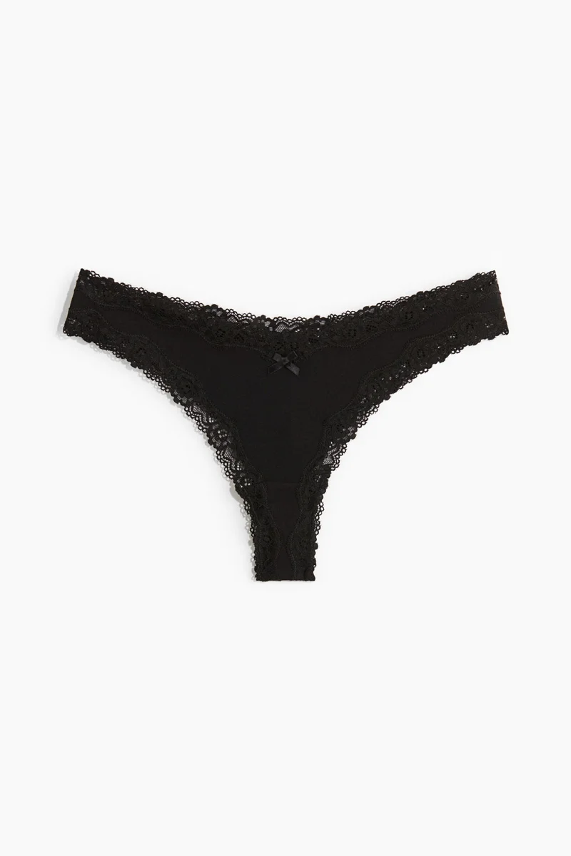 H&M 3-pack cotton and lace Brazilian briefs