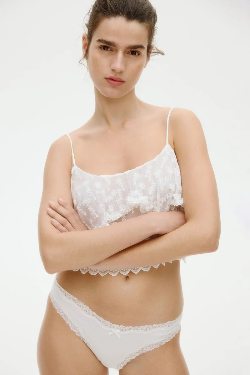 H&M 3-pack cotton and lace Brazilian briefs