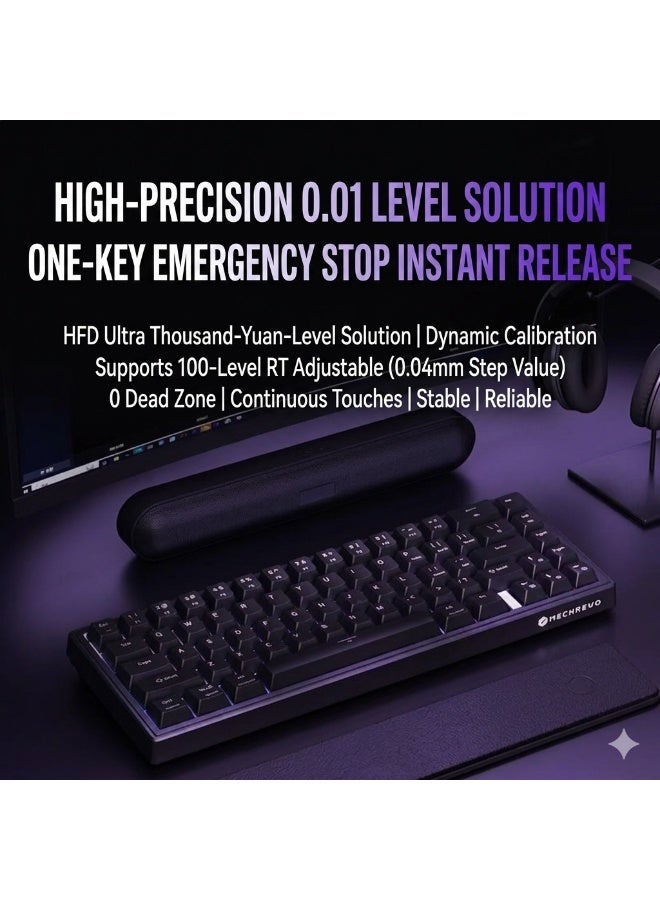 Mechrevo GK68 magnetic Gaming keyboard 65% - RT / 8K Polling rate / RT , Hot-Swappable - Gasket structure, RGB lighting – 61 PBT English Keys - For Mac / Windows - Image 3